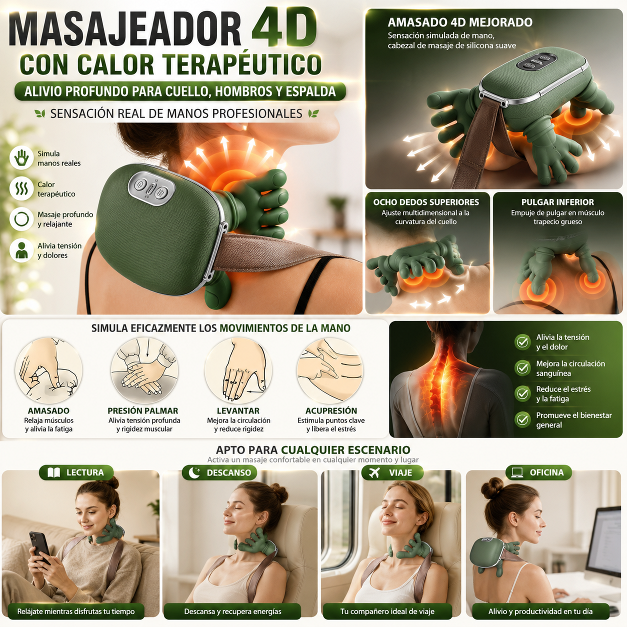 Masajeador Cervical Biónico 4D Calor