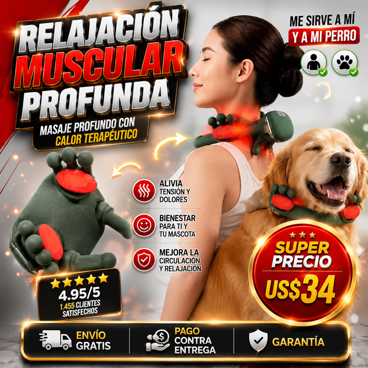 Masajeador Cervical Biónico 4D Calor